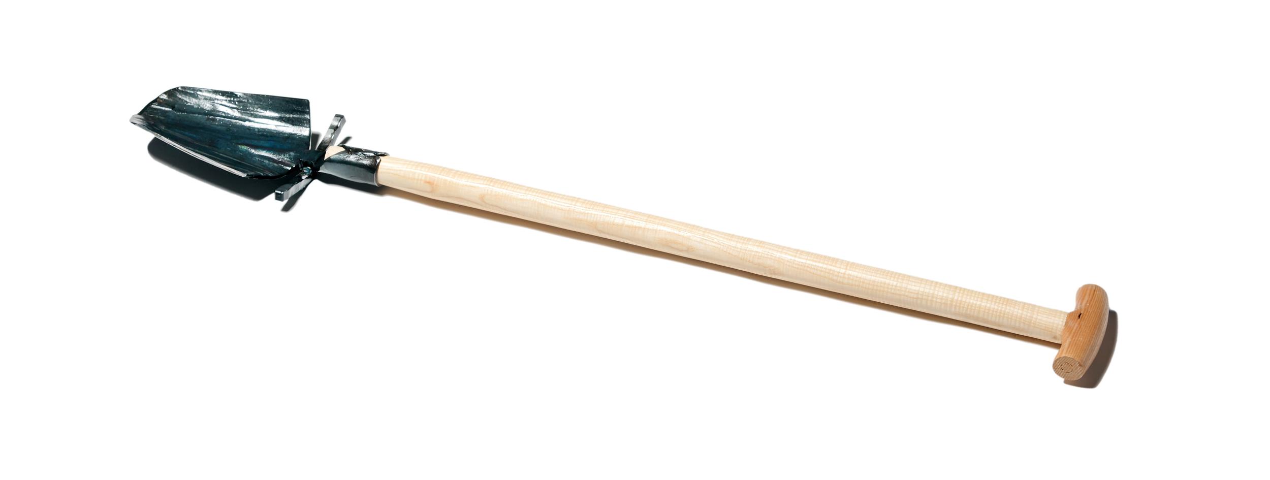 Geschmiedeter Hohl- und Pflanzspaten mit Tritt und Eschen-T-Stiel