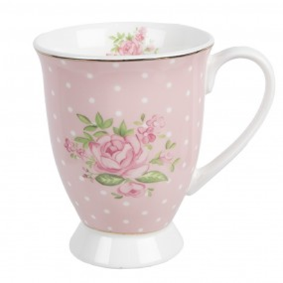 Becher mit Fuß 'Rosen' Punkte, rosa