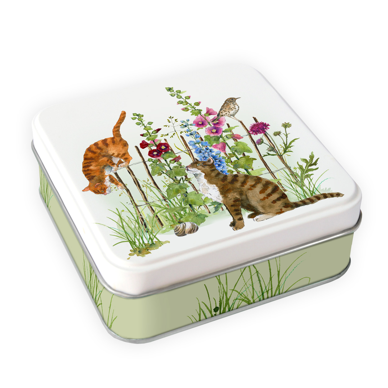 Geschenkdose Stockrosen & Katzen