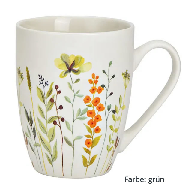 Becher Blumendekor pink/grün - sortiert