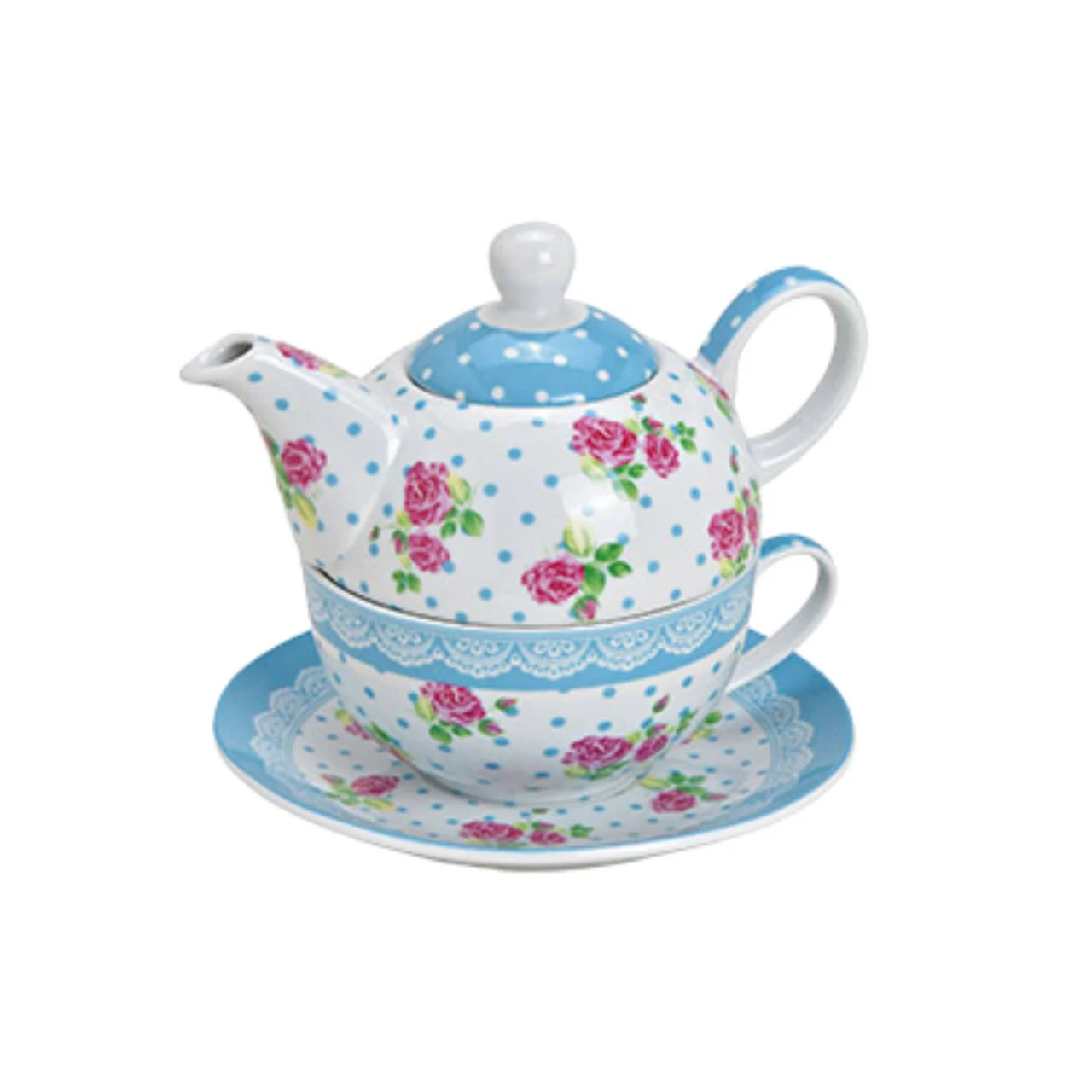 Tea for one Röschen blau