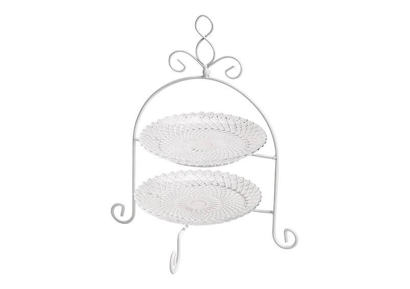 Etagere weiß mit 2 Glastellern