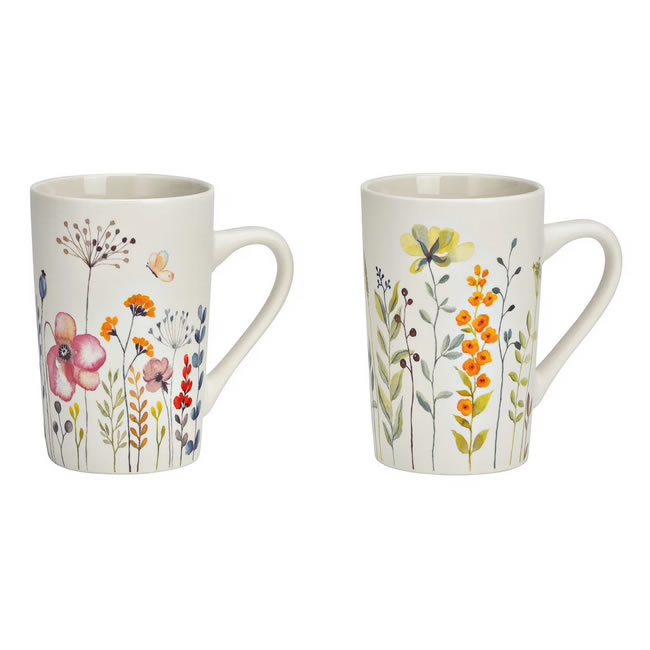 Becher Blumendekor pink/orange - sortiert