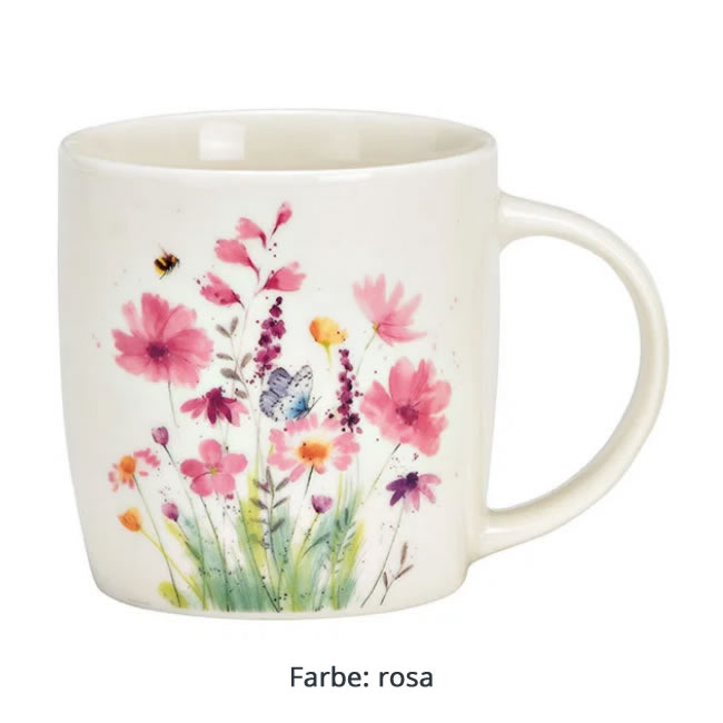 Becher Blumendekor rosa/lila