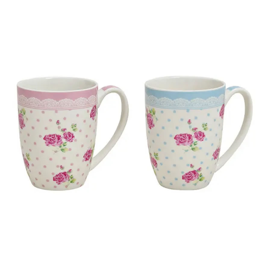 Becher Röschen rosa/hellblau - sortiert