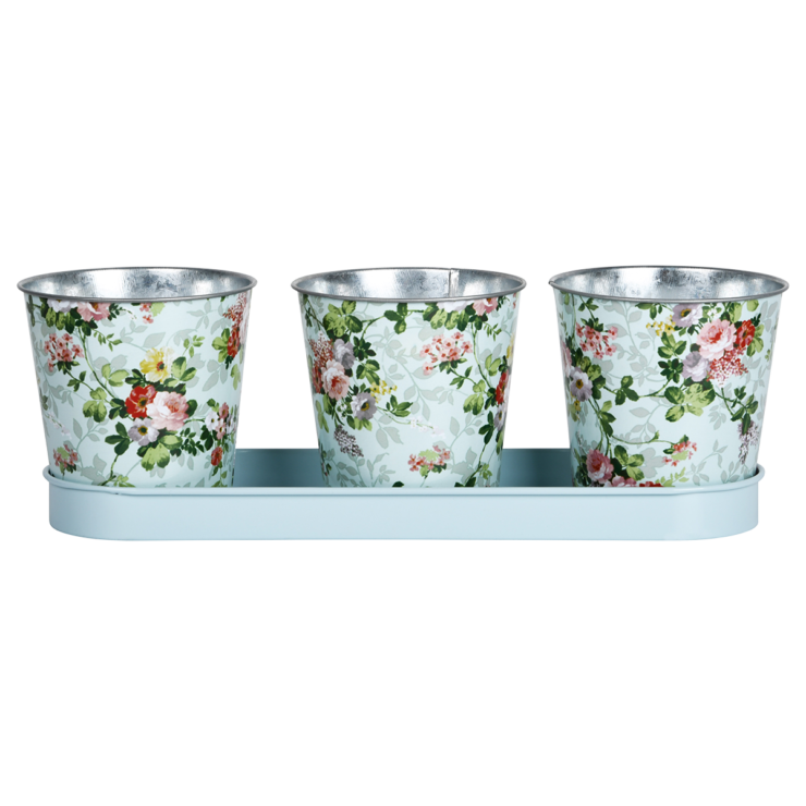 Rosendruck 3er Topfset auf Tablett