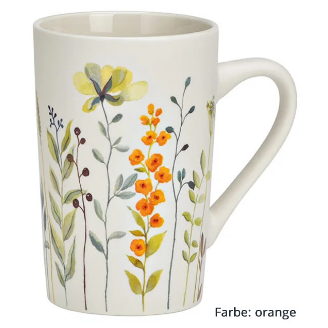 Becher Blumendekor pink/orange - sortiert