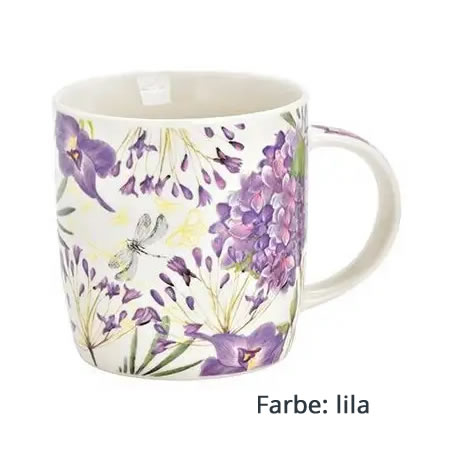 Becher Blumendekor rosa/lila - sortiert