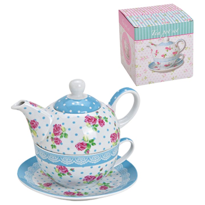 Tea for one blau Röschen
