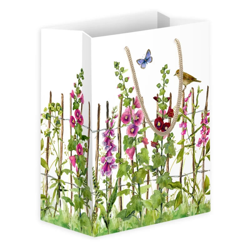 Mittlere Geschenktüte Stockrosen