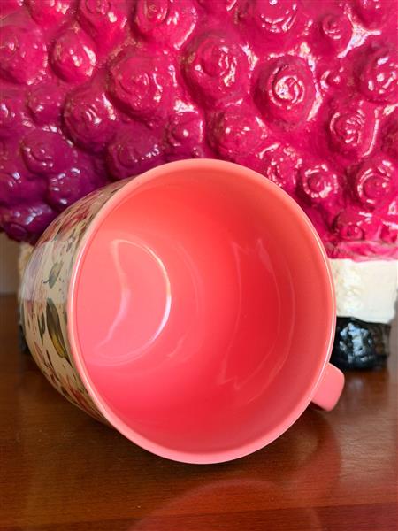 Becher Blumendekor pink-rosa