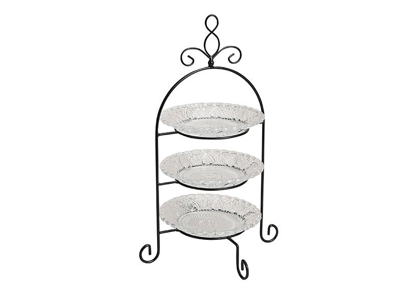 Etagere braun mit 3 Glastellern