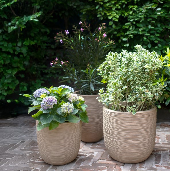 Pflanzkübel Kugel Waste Rib NL 43 x 41terrazzo beige