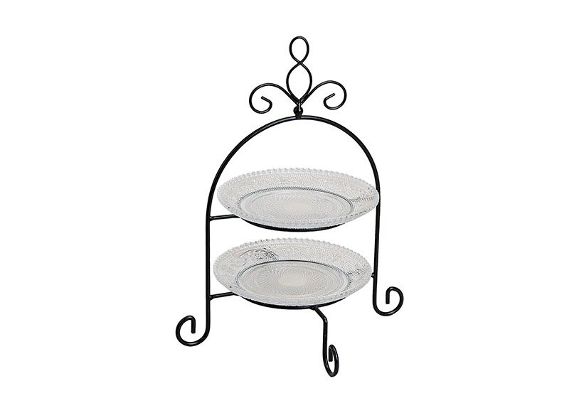 Etagere braun mit 2 Glastellern