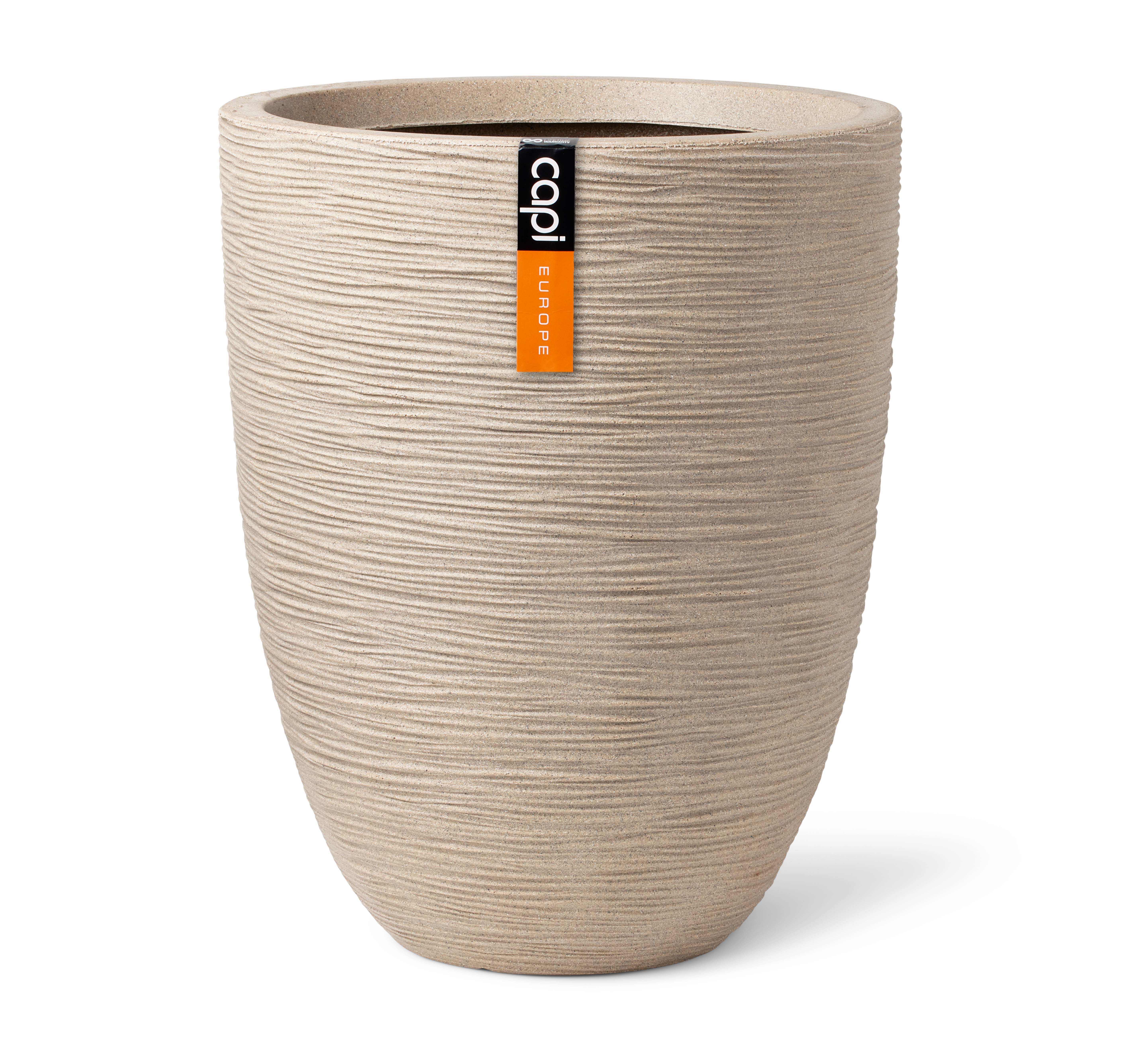 Pflanzkübel Vase elegant low Waste Rib NL 46 x 58 terrazzo beige