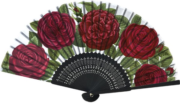 Handfächer "Rote Rosen"