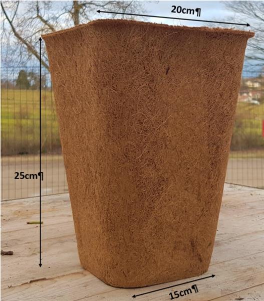 Kokosfaser-Pflanztopf eckig (18×18×25 cm)