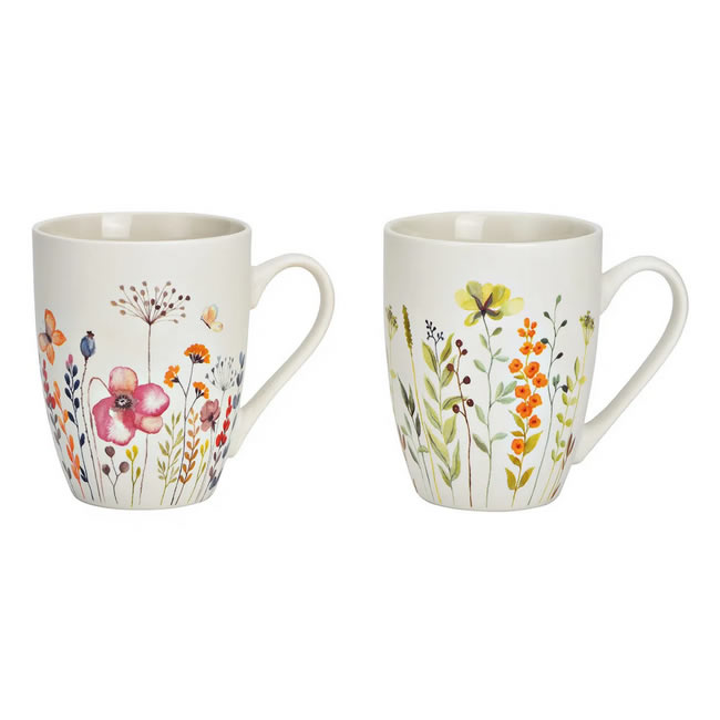 Becher Blumendekor pink/grün - sortiert